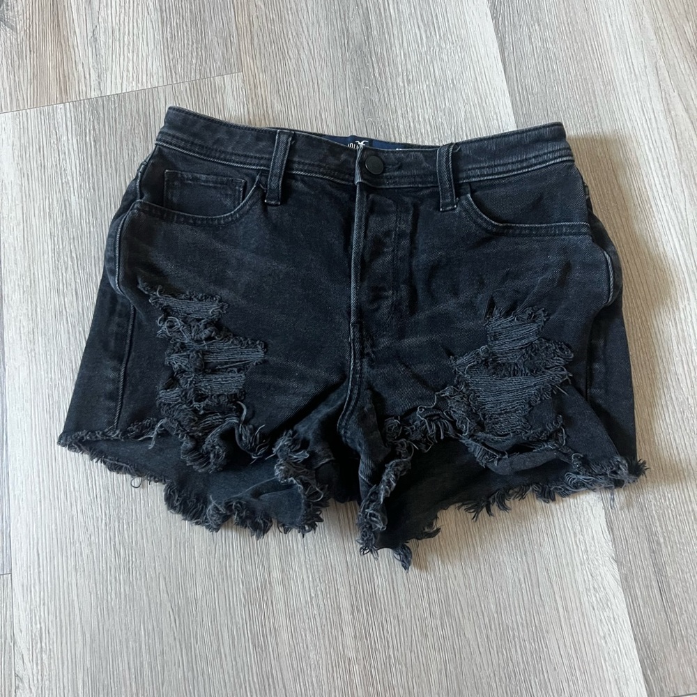 Hollister Black Distressed Jean Shorts